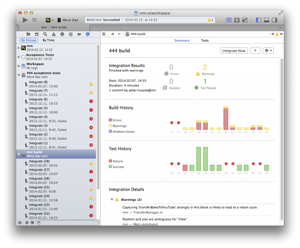 iOS integration testing: Xcode CI integration