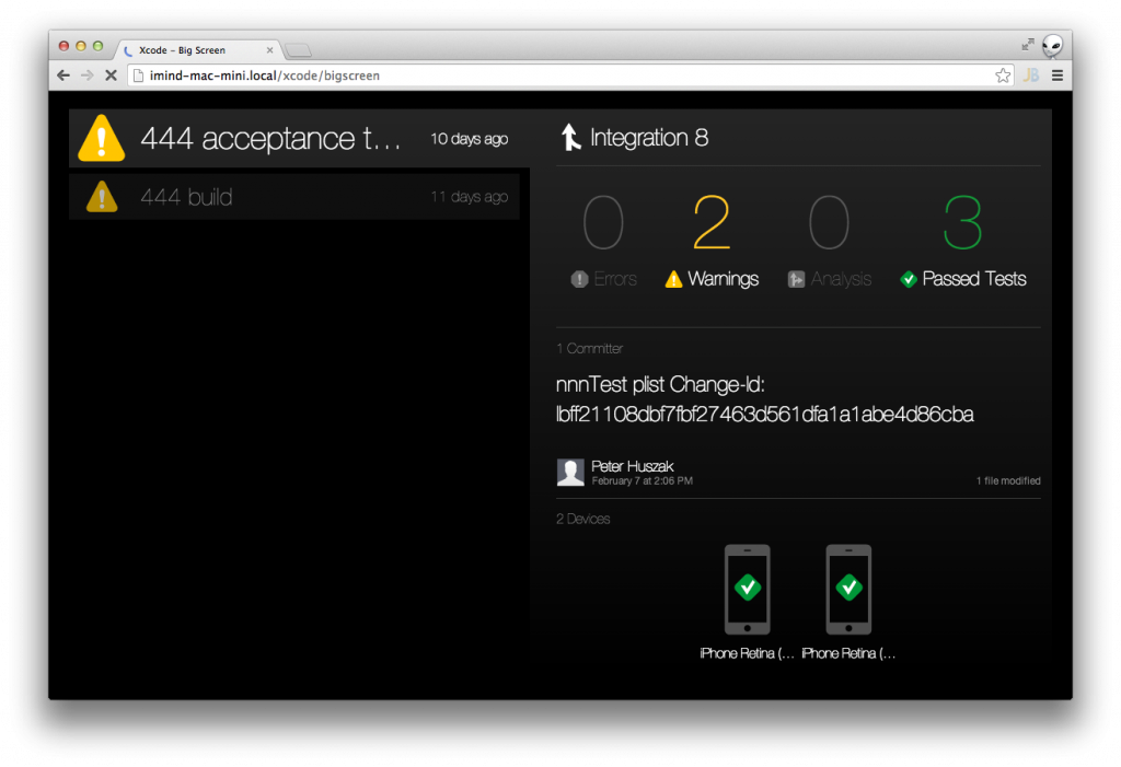 iOS integration testing: Xcode server big screen